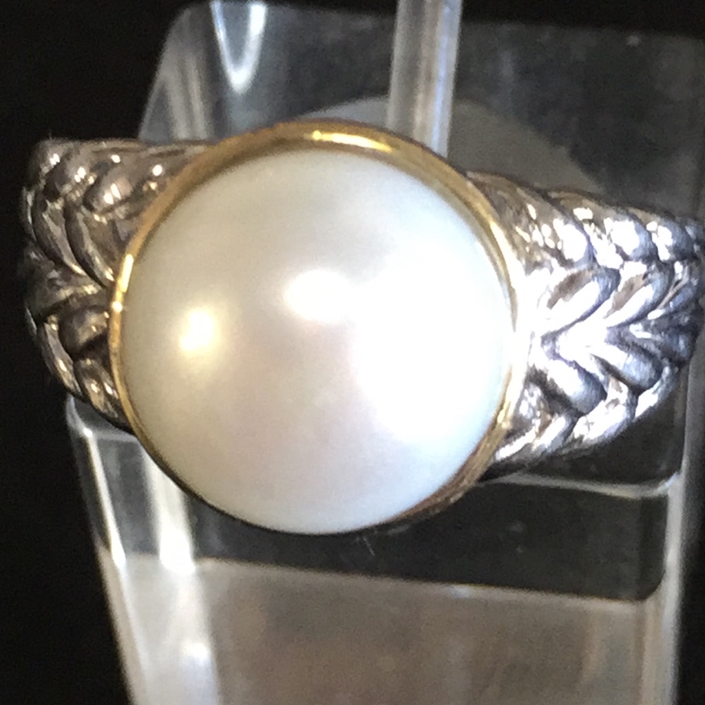 Ladies Freshwater Pearl Silver And Gold Ring Ladies Freshwater Pearl Silver And Gold Ring